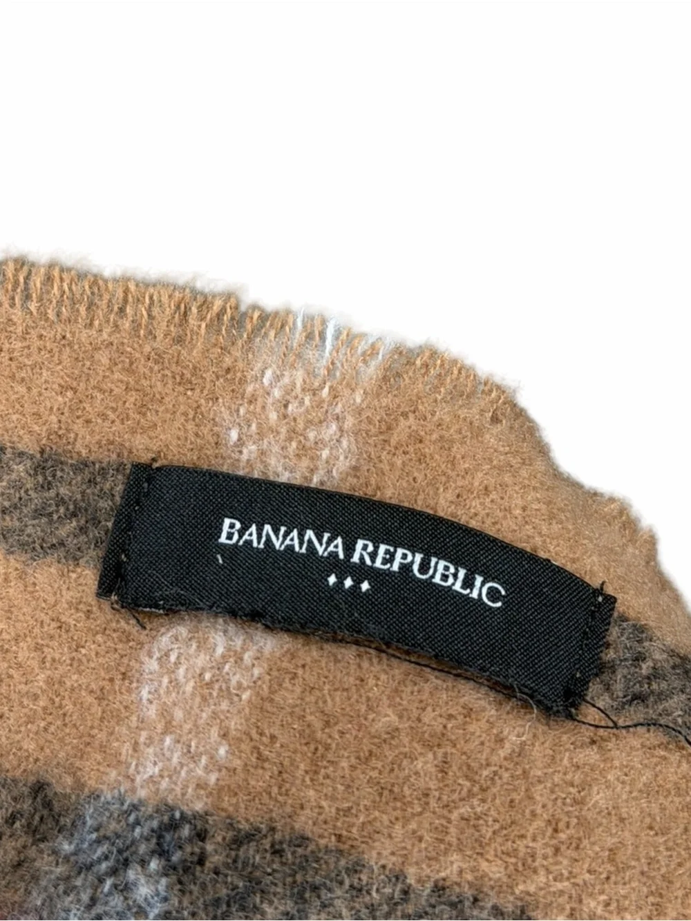 BANANA REPUBLIC‎ FACTORY Camel Plaid Fringe Wrap Scarf with Black & Red Checks
